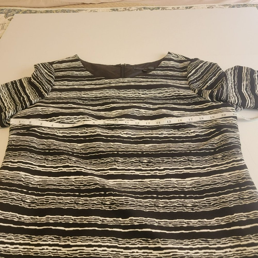 Preston & York Women's 16 Dress, Black & White Striped w/Geometric Print EUC - Picture 7 of 10